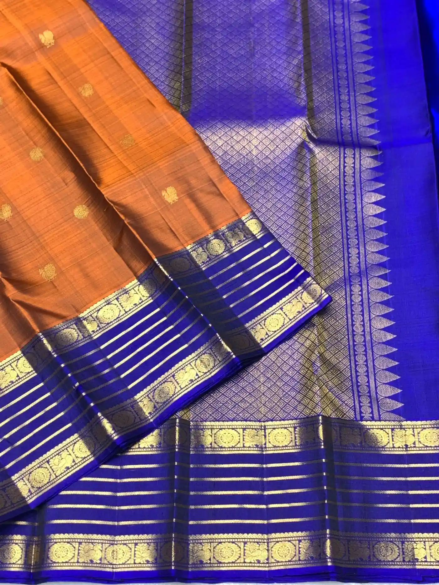 Deep Blue Kanchipuram Handloom Bridal Silk Saree